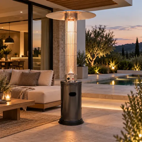 Fungo da Esterno a Gas GPL Stufa 10,5 kW in Acciaio Antracite
