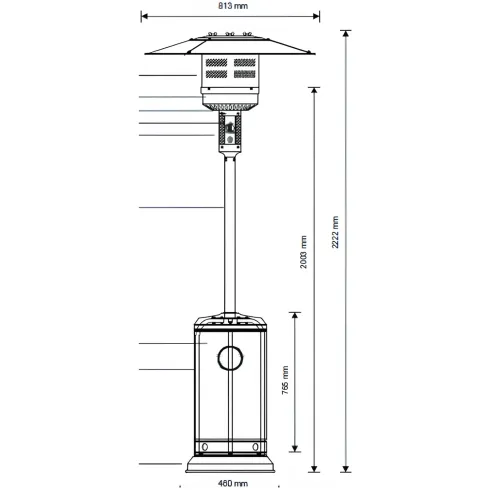 Fungo Tradizionale a Gas GPL Stufa da Esterno 13kW Infrarossi Bianco