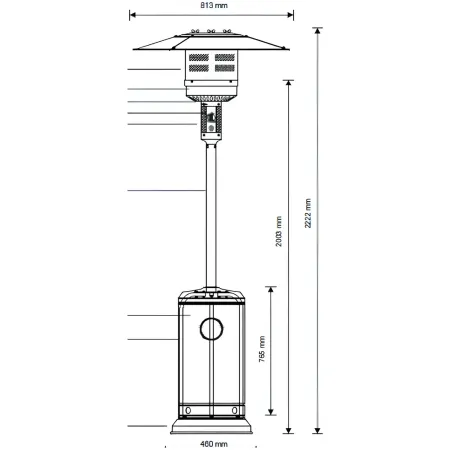 Fungo Tradizionale a Gas GPL Stufa da Esterno 13kW Infrarossi Bianco