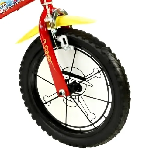 Bicicletta One Piece per Bambini Rosso 16 Pollici con Rotelle Accessori