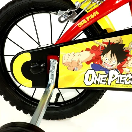 Bicicletta One Piece per Bambini Rosso 14 Pollici con Rotelle Accessori