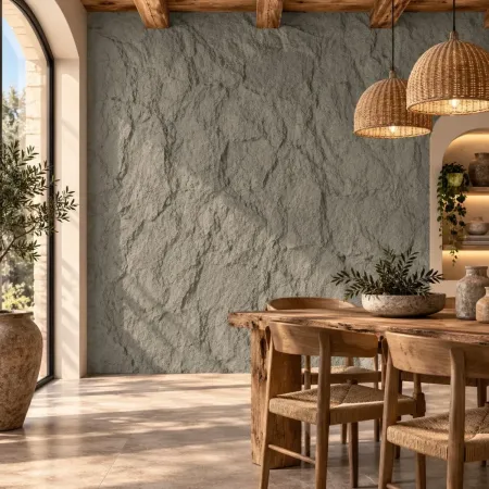 Set 10 Pannelli 3D Effetto Pietra Grigio Cemento Decorativi da Parete
