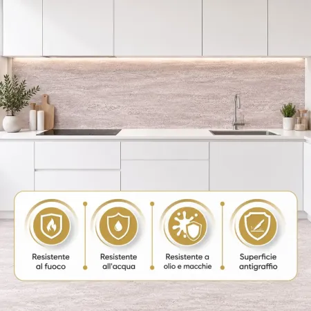 Set 6 Pannelli Murali PVC Effetto Travertino Beige 120x60 Impermeabile