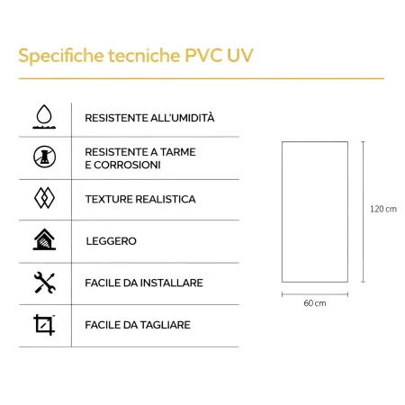 Pannelli Murali PVC Effetto Pietra Bianco Leccese 6 Pezzi 120x60 cm