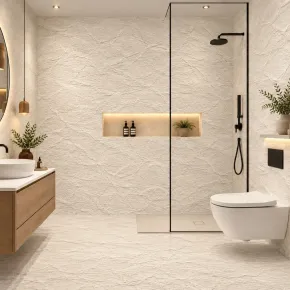Pannelli Murali PVC Effetto Pietra Bianco Leccese 6 Pezzi 120x60 cm 2