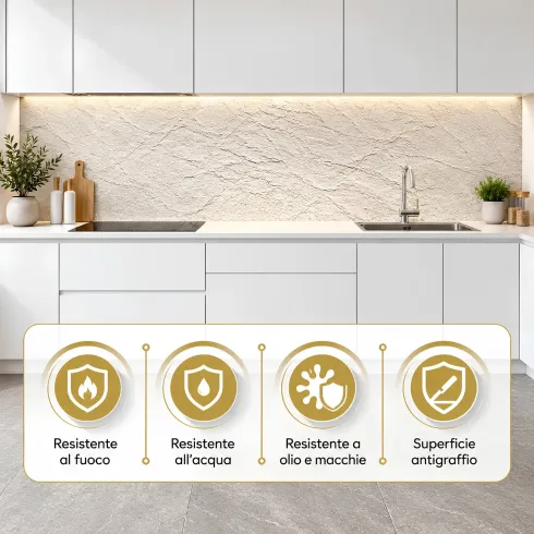 Pannelli Murali PVC Effetto Pietra Bianco Leccese 6 Pezzi 120x60 cm