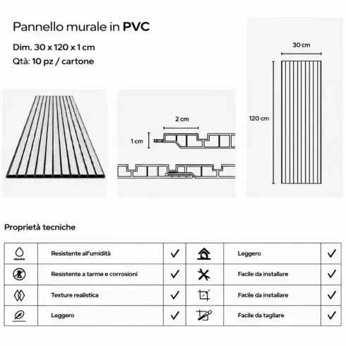 10 Pannelli a Parete Decorativi PVC Effetto Legno Grigio 120x30 cm