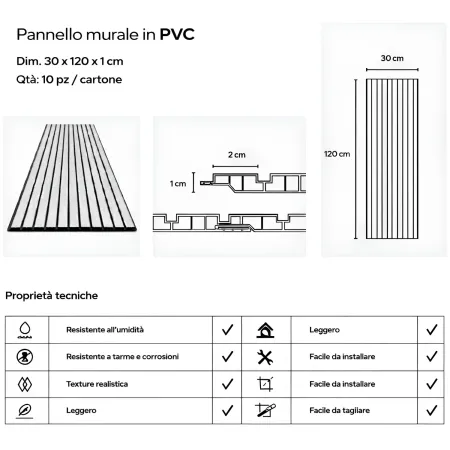 10 Pannelli a Parete Decorativi PVC Effetto Legno Nero 120x30 cm
