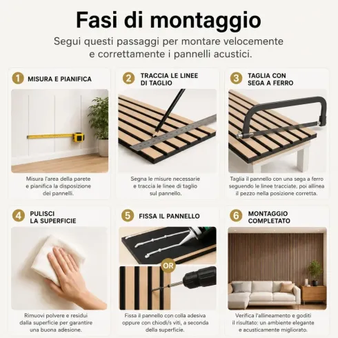 Set 4 Pannelli Acustici a Doghe Bianco in HDF Feltro 120x60 cm