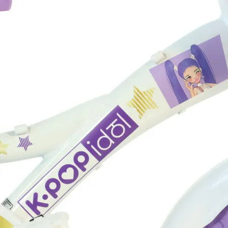 Bicicletta da Bambini 12 Pollici K-Pop Bianco Viola Cestino Rotelle