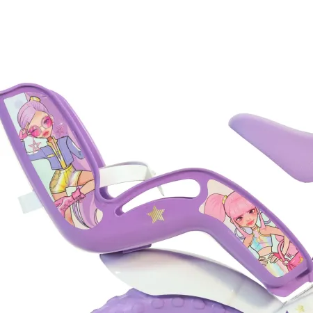 Bicicletta da Bambini 12 Pollici K-Pop Bianco Viola Cestino Rotelle