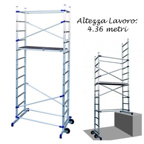 Ponteggio Mobile Altezza lavoro 4.36 Scala Trabattello in Alluminio Ruote Facal