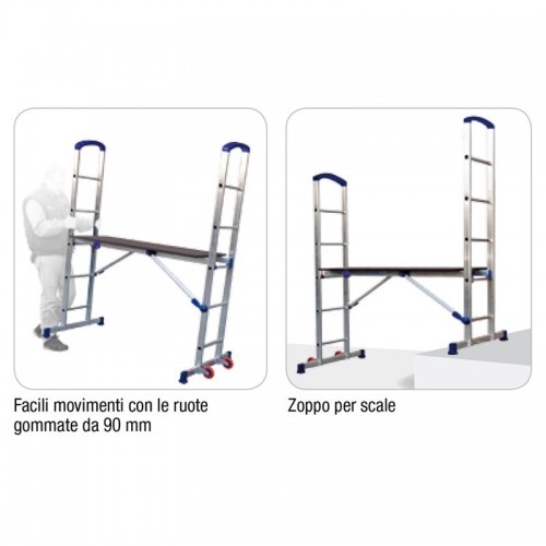 Ponteggio Mobile 2.9 m Scala Trabattello in Alluminio Ruote Facal Zoppo Edilizia