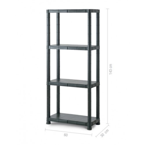 Scaffali in Resina 4 Ripiani 60x30 Plastica Dispensa Libreria Garage Magazzino