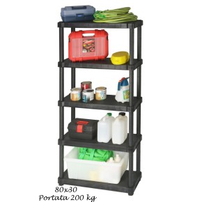 Scaffali in Resina 5 Ripiani 80x30 Plastica da Interno Esterno Garage Magazzino