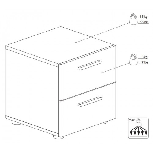 Comodino Bianco 2 Cassetti Cassettiera Camera Letto Studio Moderno Cameretta
