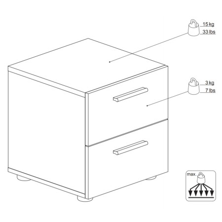 Comodino Bianco 2 Cassetti Cassettiera Camera Letto Studio Moderno Cameretta