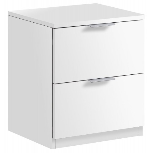 Comodino Bianco 2 Cassetti Cassettiera in Legno Studio Camera da Letto Cameretta