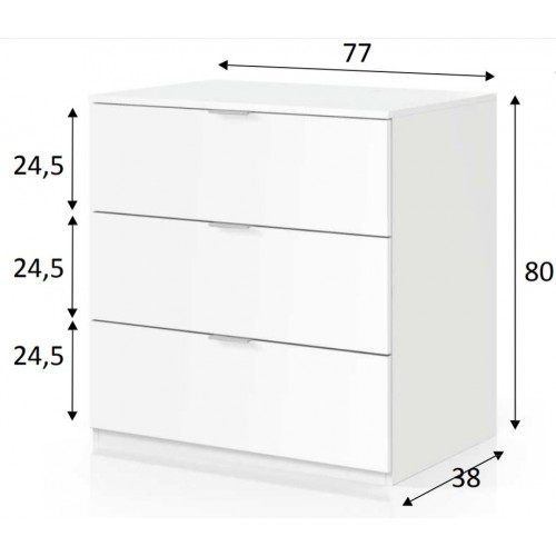 Cassettiera 3 Cassetti 80 Rovere Como in Legno Camera da Letto Mobile Soggiorno