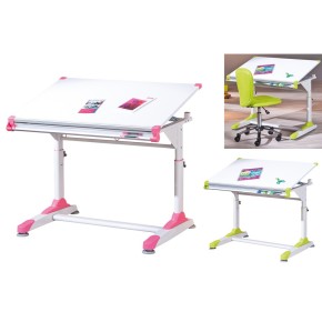 Kit Scrivania Inclinabile Bianca Cameretta Moderna Legno Metallo Tavolo Disegno