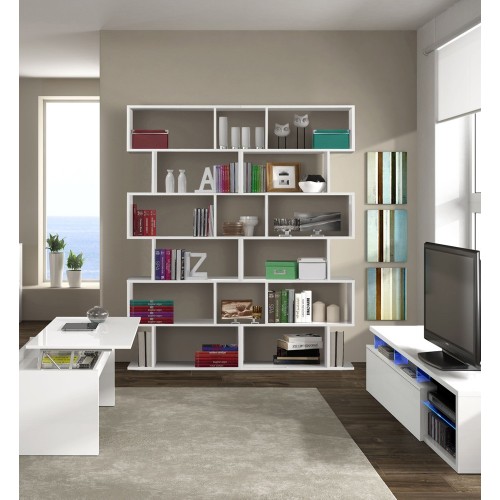 Kit Mobile Libreria 80 Cemento 6 Ripiani Design a Giorno Legno Modulare Moderna