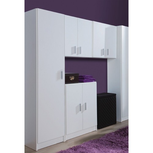 Armadio Pensile Sospeso 2 Ante Bianco Mobile Lavanderia Bagno Armadietto Legno