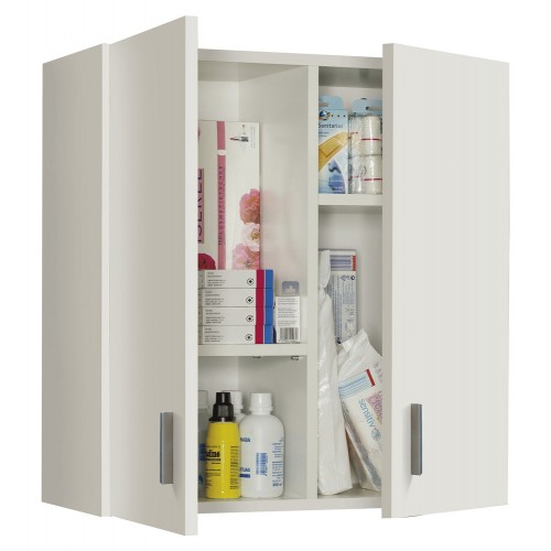 Armadio Pensile Sospeso 2 Ante Bianco Mobile Lavanderia Bagno Armadietto Legno