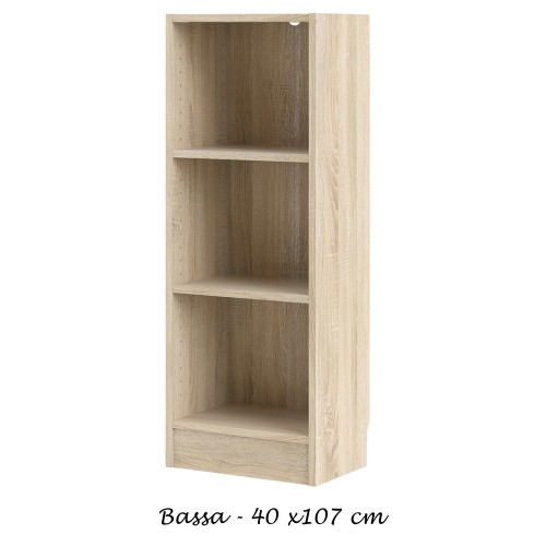Libreria Legno Moderna Rovere Bassa Stretta Scaffali Ripiani da Ufficio Salotto