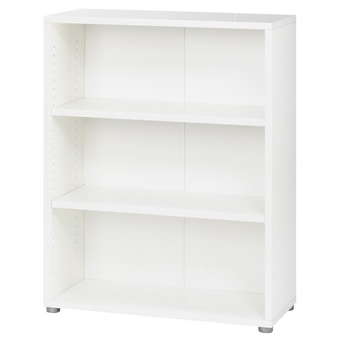 Kit Mobile Libreria Alta 3 Ripiani Bianca Bassa Legno Moderna Cameretta Design