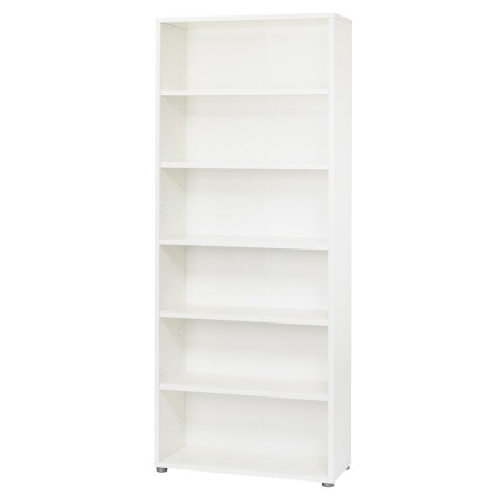 Kit Mobile Libreria Alta 6 Ripiani Bianca Bassa Legno Moderna Cameretta Design