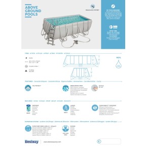 Piscina Fuoriterra Rettangolare 4x2 Frame con Scaletta Pompa Filtro a Cartuccia 2