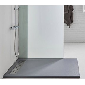 Piatto Doccia Slim Effetto Pietra Angolare Piletta Filo Pavimento Marmoresina