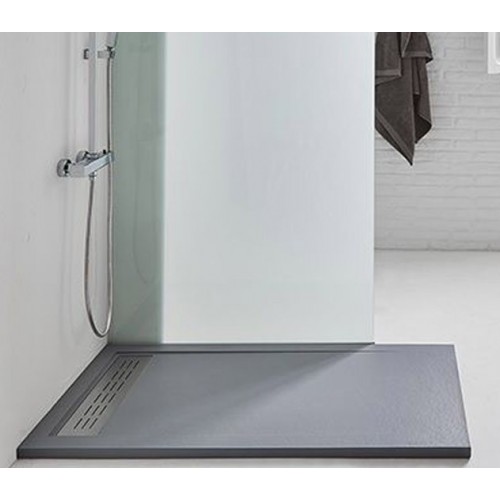 Piatto Doccia Slim Effetto Pietra Angolare Piletta Filo Pavimento Marmoresina