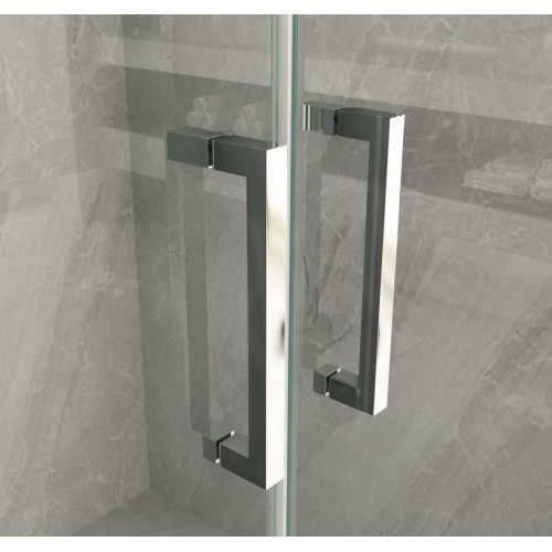 Box Doccia Nicchia 2 Ante Battente Saloon Vetro 6 mm Porta Parete in Cristallo