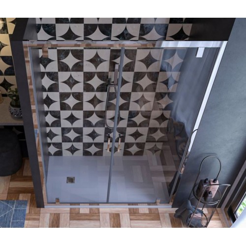 Box Doccia Nicchia 2 Ante Battente Saloon Vetro 6 mm Porta Parete in Cristallo