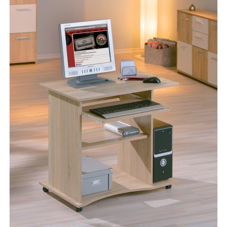 Kit Scrivania Portapc Rovere Cameretta Moderna Legno Tavolo con Ruote Cassetto