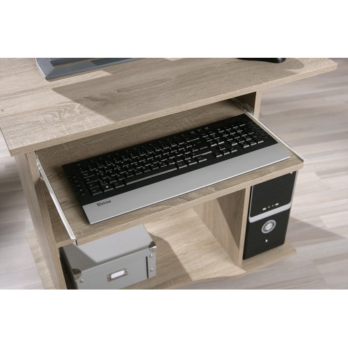Kit Scrivania Portapc Rovere Cameretta Moderna Legno Tavolo con Ruote Cassetto
