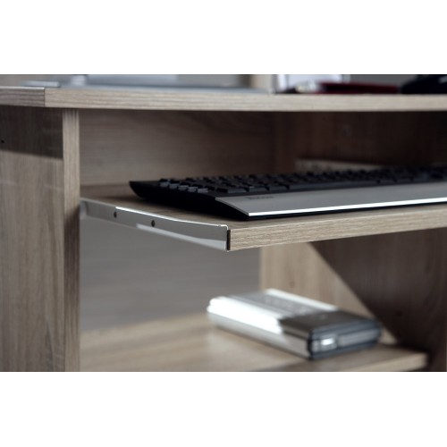 Kit Scrivania Portapc Rovere Cameretta Moderna Legno Tavolo con Ruote Cassetto