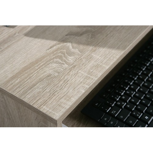 Kit Scrivania Portapc Rovere Cameretta Moderna Legno Tavolo con Ruote Cassetto