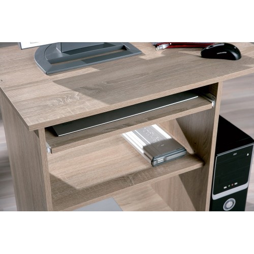 Kit Scrivania Portapc Rovere Cameretta Moderna Legno Tavolo con Ruote Cassetto