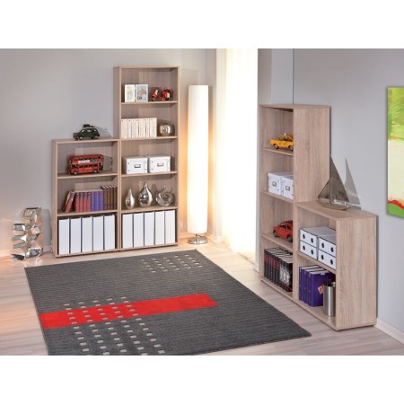 Kit Libreria in Legno 60 Rovere Moderna Bassa Stretta Scaffali Ufficio Cameretta