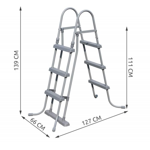 Scaletta per Piscina 3 gradini 107 cm Fuori Terra in Acciaio per Bambini Scala