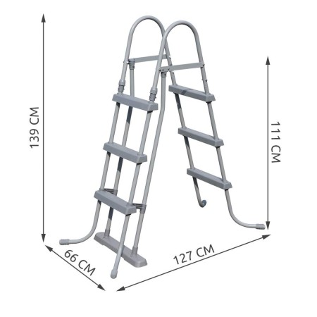 Scaletta per Piscina 3 gradini 107 cm Fuori Terra in Acciaio per Bambini Scala