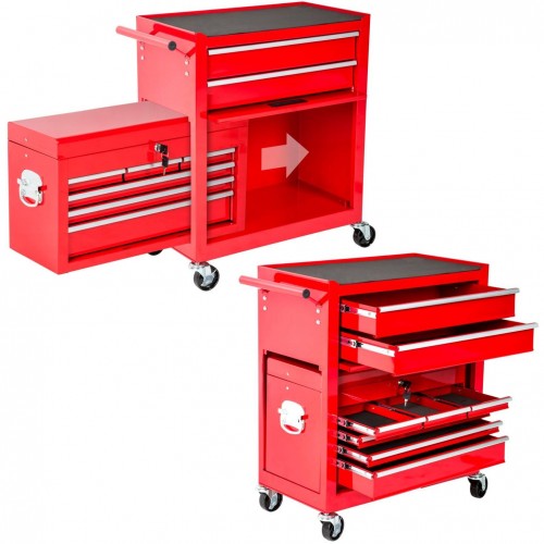 Carrello Porta utensili Attrezzi da Officina Multiuso 8 Cassetti Ruote Meccanico