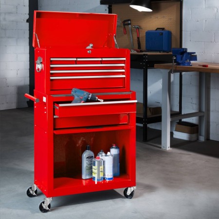Carrello Porta utensili Attrezzi da Officina Multiuso 8 Cassetti Ruote Meccanico