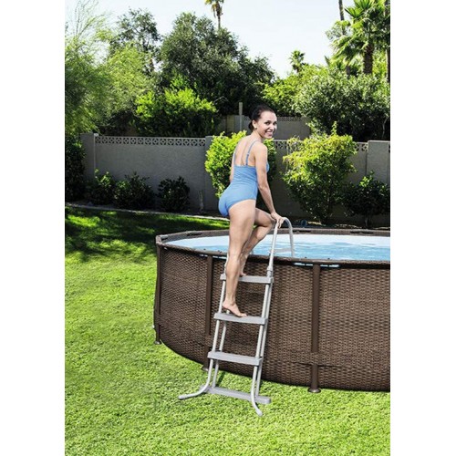 Scaletta per Piscina 3 gradini 107 cm Fuori Terra in Acciaio per Bambini Scala