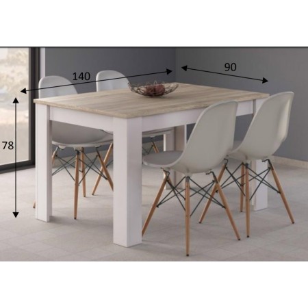 Tavolo Estensibile Pranzo Allungabile Rovere Bianco Moderno Rettangolare Salotto