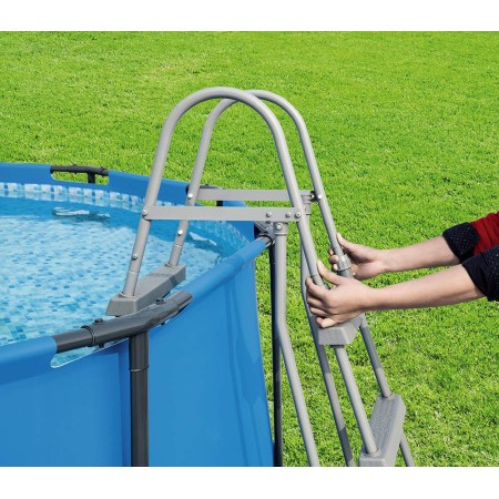 Scaletta per Piscina 3 gradini 107 cm Fuori Terra in Acciaio per Bambini Scala