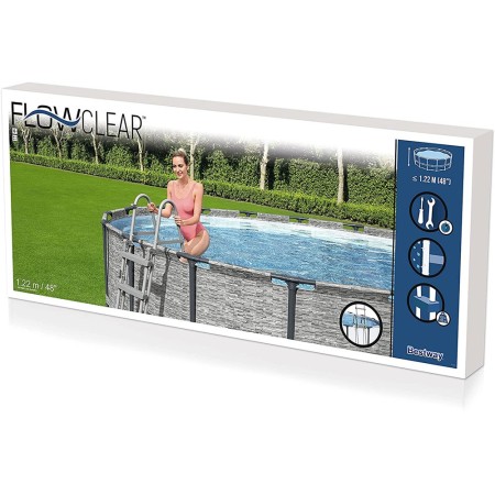 Scaletta di Sicurezza per Piscina Altezza 122 cm Bestway Gradini Esterni Acciaio