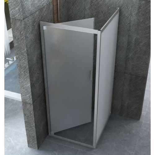 Box Doccia Angolare 1 Anta Fissa Anta Battente 2 Lati Opaco Vetro 6mm Cristallo